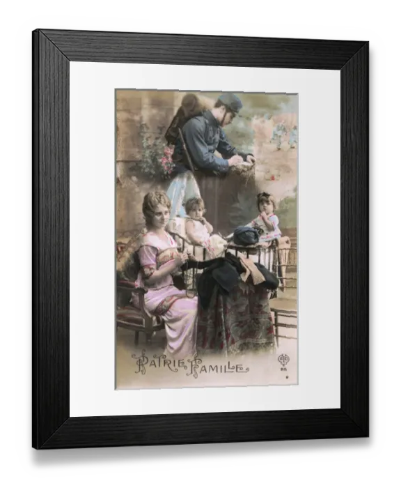 Framed Print : French WW1 knitting postcard - Patrie Famille Framed Print : French WW1 knitting postcard - Patrie Famille