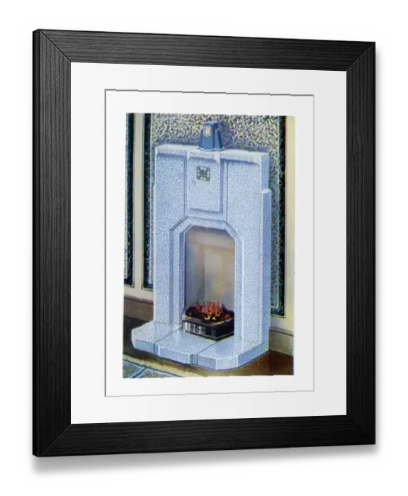 Framed Print : Stonite one-piece fireplace with solid hearth Framed Print : Stonite one-piece fireplace with solid hearth