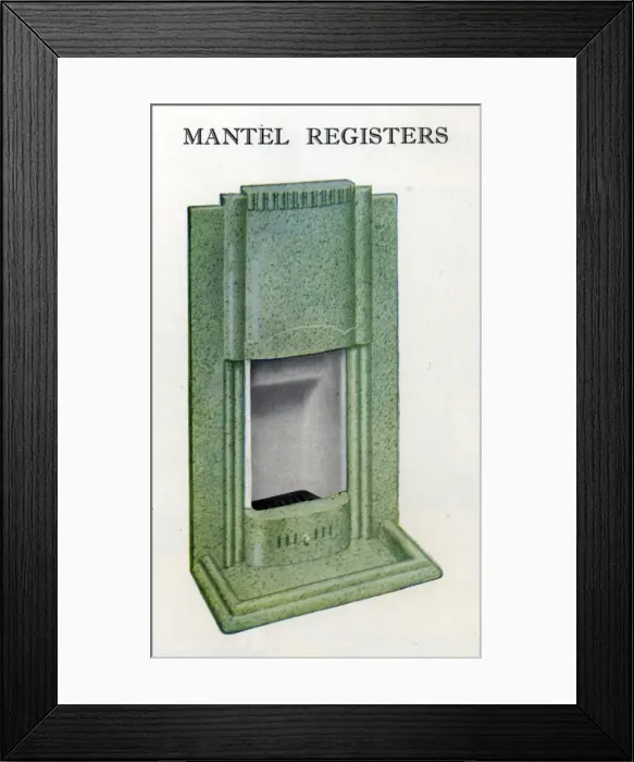 Framed Print : Mantel Register - Green Design Framed Print : Mantel Register - Green Design