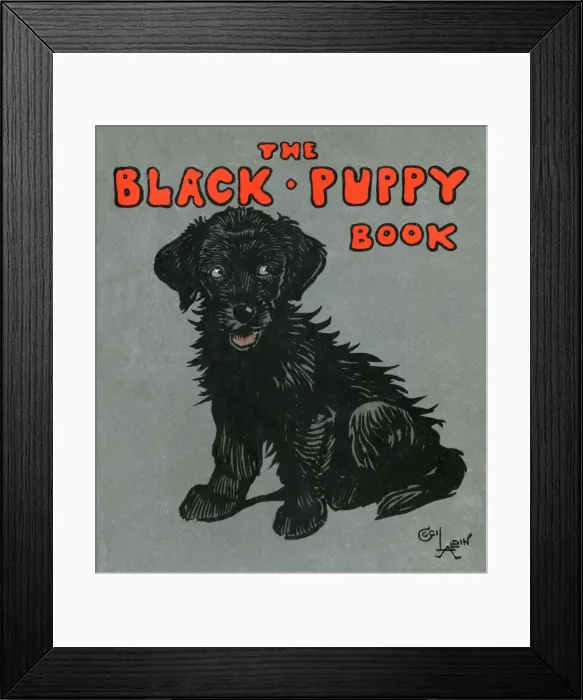 Framed Print : Cover design by Cecil Aldin, The Black Puppy Book Framed Print : Cover design by Cecil Aldin, The Black Puppy Book