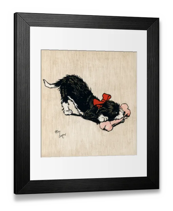 Framed Print : Illustration by Cecil Aldin, The Black Puppy Book Framed Print : Illustration by Cecil Aldin, The Black Puppy Book