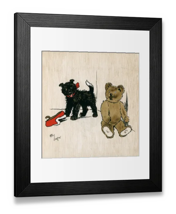 Framed Print : Illustration by Cecil Aldin, The Black Puppy Book Framed Print : Illustration by Cecil Aldin, The Black Puppy Book