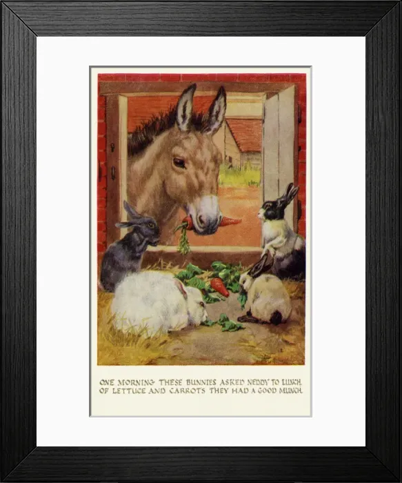 Framed Print : Donkey & rabbits Framed Print : Donkey & rabbits