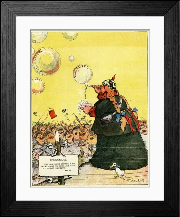 Framed Print : Cartoon, German communique, WW1 Framed Print : Cartoon, German communique, WW1