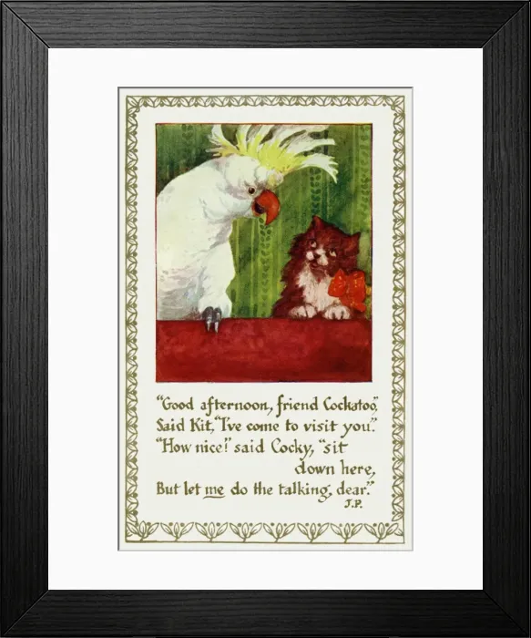 Framed Print : Cat & cockatoo Framed Print : Cat & cockatoo