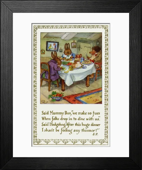 Framed Print : Rabbits & hedgehog Framed Print : Rabbits & hedgehog