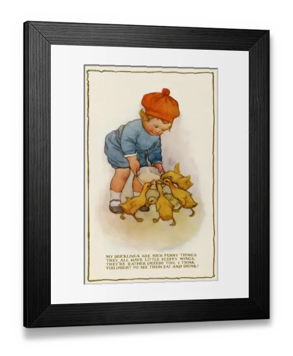Framed Print : Feeding ducklings Framed Print : Feeding ducklings