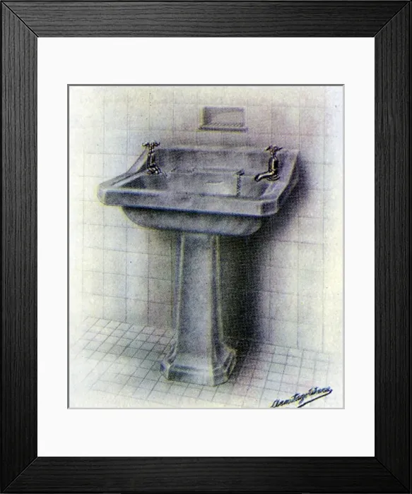 Framed Print : Armitage Coloured (Mottle) Ware -Dove Grey Basin Framed Print : Armitage Coloured (Mottle) Ware -Dove Grey Basin