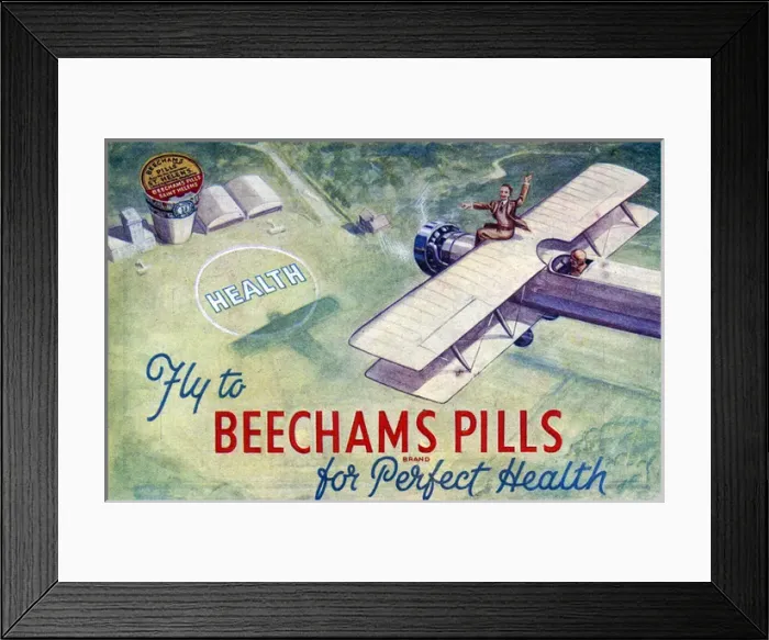 Framed Print : Fly to Beechams Pills for Perfect Health - Promo Prochure Framed Print : Fly to Beechams Pills for Perfect Health - Promo Prochure