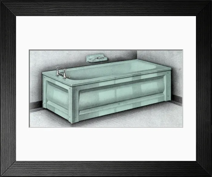 Framed Print : Coloured Enamel Iron Bath with Chromium plated fittings Framed Print : Coloured Enamel Iron Bath with Chromium plated fittings