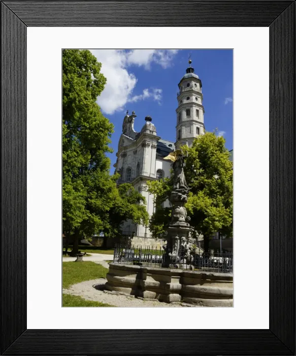 Framed Print : Baden Wurttemberg, Neresheim: Fountain in front of the Abbey