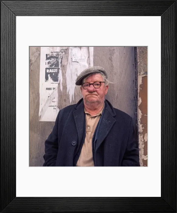 Framed Print : The Man Who Had A Tale To Tell. Southbank, Teesside 1970s Framed Print : The Man Who Had A Tale To Tell. Southbank, Teesside 1970s