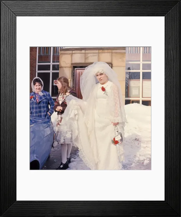Framed Print : Confetti In The Snow. Guisbrough 1970s Framed Print : Confetti In The Snow. Guisbrough 1970s