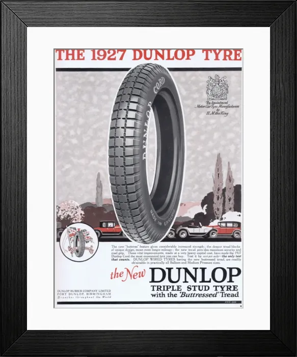 Framed Print : Dunlop tyre advert, 1927 Framed Print : Dunlop tyre advert, 1927