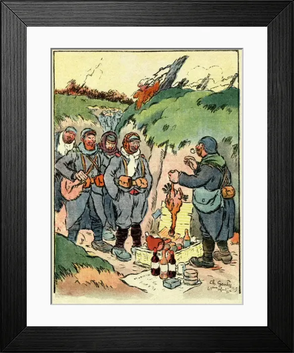 Framed Print : Cartoon, Christmas preparations, WW1 Framed Print : Cartoon, Christmas preparations, WW1