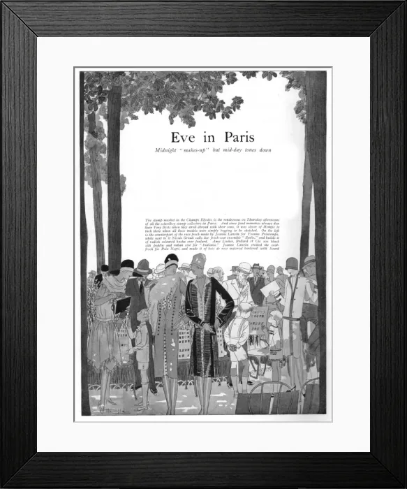 Framed Print : Eve in Paris - Fashions on Display at the Stamp market on th