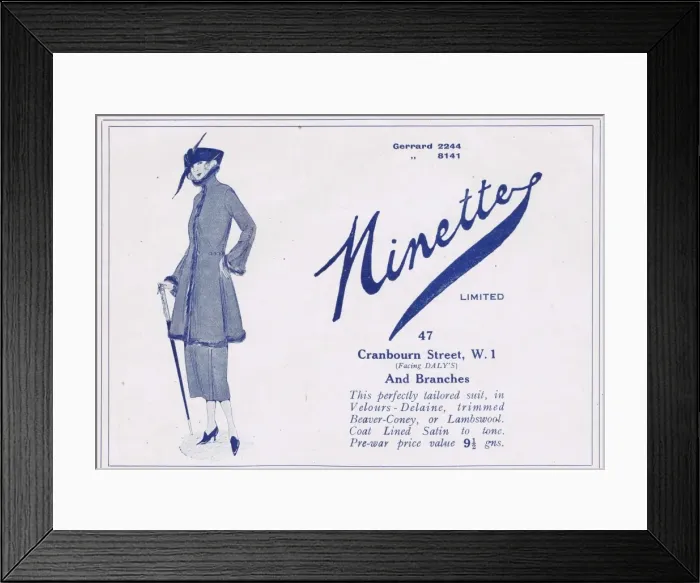 Framed Print : Advert for Ninette couture (London) 1920s Framed Print : Advert for Ninette couture (London) 1920s