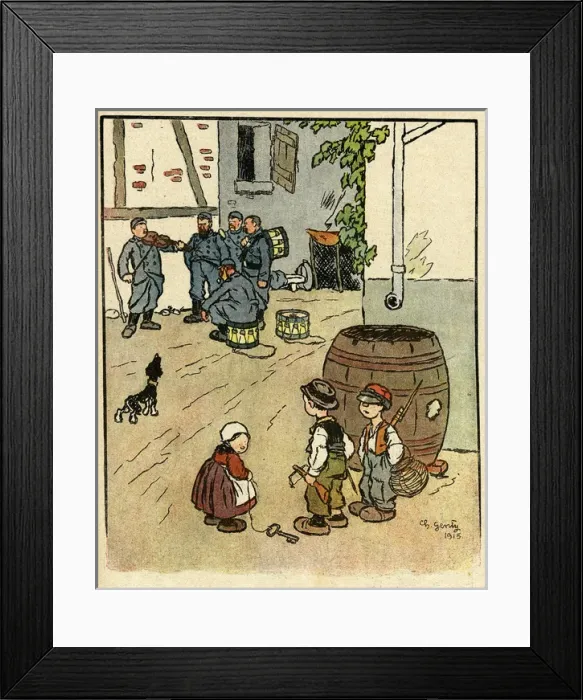 Framed Print : Cartoon, French soldiers in quarters, WW1 Framed Print : Cartoon, French soldiers in quarters, WW1