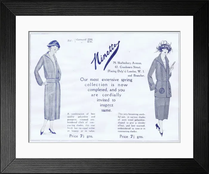 Framed Print : Advert for Ninette couture (London) 1920s Framed Print : Advert for Ninette couture (London) 1920s