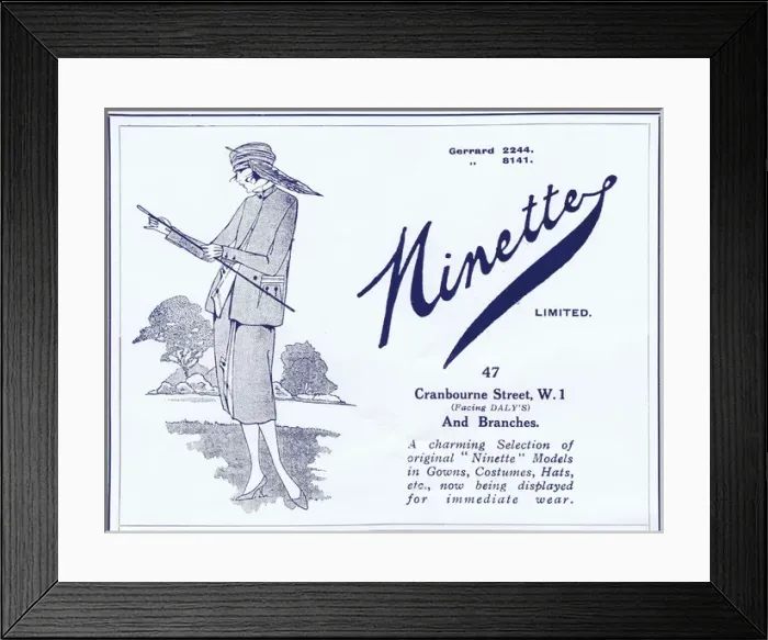 Framed Print : Advert for Ninette couture (London) 1920s Framed Print : Advert for Ninette couture (London) 1920s