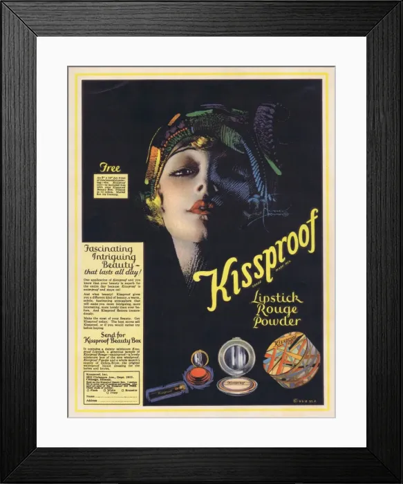 Framed Print : Advert for Kissproof (1928) Framed Print : Advert for Kissproof (1928)