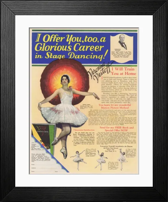 Framed Print : Advert for Veronine Vestoff Academie de Danse (1926) Framed Print : Advert for Veronine Vestoff Academie de Danse (1926)