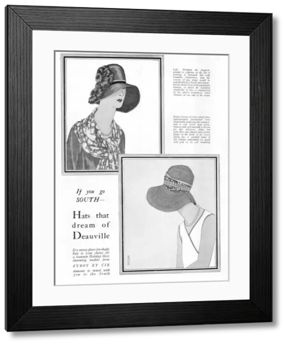 Framed Print : Hats for the Deauville season by Zyrot, 1927 Framed Print : Hats for the Deauville season by Zyrot, 1927
