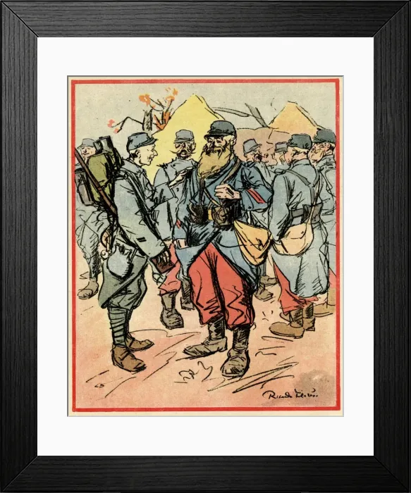 Framed Print : Cartoon, Encounter, WW1 Framed Print : Cartoon, Encounter, WW1