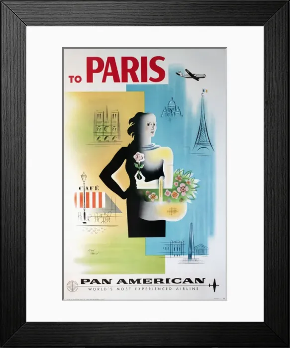 Framed Print : Pan American poster, To Paris Framed Print : Pan American poster, To Paris