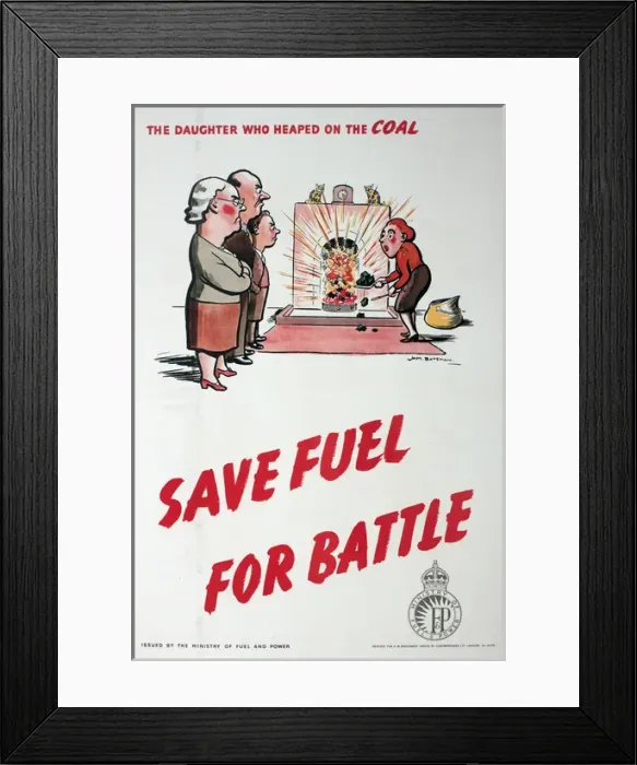 Framed Print : WW2 poster, Save fuel for battle Framed Print : WW2 poster, Save fuel for battle