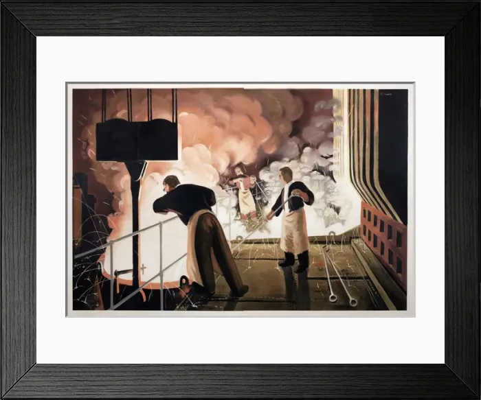 Framed Print : WW2 poster, steelworkers in action Framed Print : WW2 poster, steelworkers in action