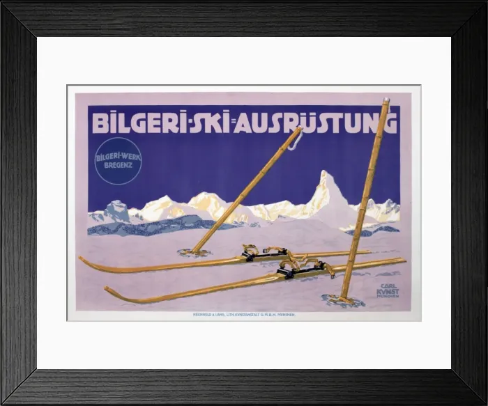 Framed Print : Poster advertising Bilgeri ski equipment Framed Print : Poster advertising Bilgeri ski equipment