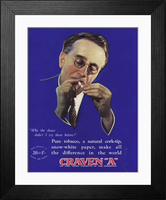 Framed Print : Advert for Craven A cigarettes, 1927 Framed Print : Advert for Craven A cigarettes, 1927