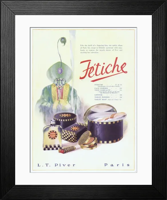 Framed Print : Advert for Fetiche range of toiletries, 1927 Framed Print : Advert for Fetiche range of toiletries, 1927