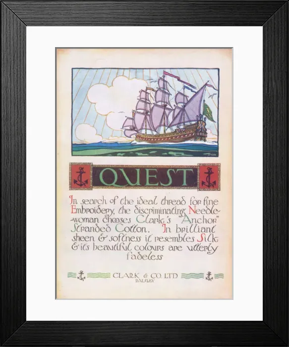 Framed Print : Advert for Clarkes Embroidery, 1927 Framed Print : Advert for Clarkes Embroidery, 1927