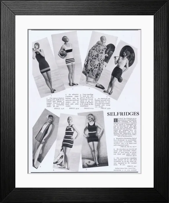 Framed Print : Selfridges Bathings Outfits Advert, 1927 Framed Print : Selfridges Bathings Outfits Advert, 1927