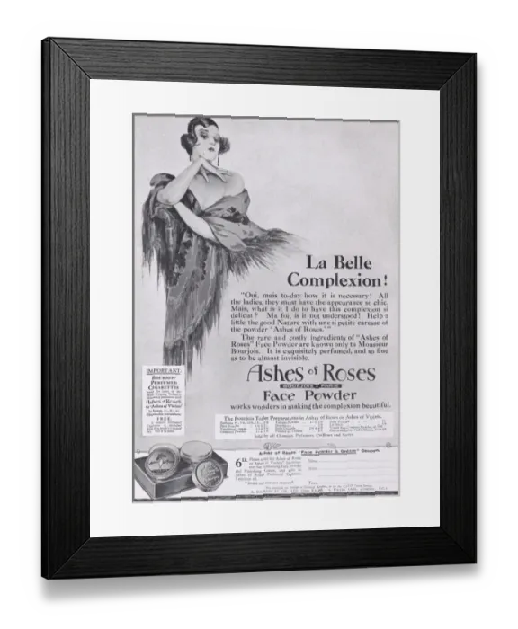 Framed Print : Ashes & Roses Face Powder advert, 1927 Framed Print : Ashes & Roses Face Powder advert, 1927