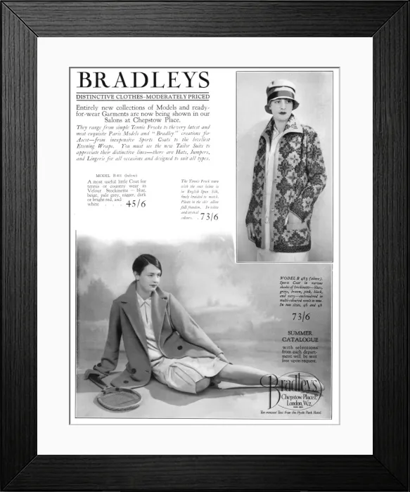 Framed Print : Bradleys Clothes Advert, 1927 Framed Print : Bradleys Clothes Advert, 1927