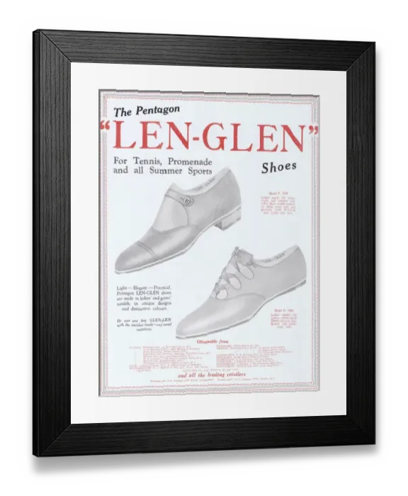 Framed Print : Len-Glen shoes advert, 1927 Framed Print : Len-Glen shoes advert, 1927