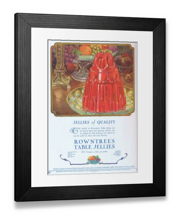 Framed Print : Rowntrees Table Jellies Advert, 1927 Framed Print : Rowntrees Table Jellies Advert, 1927