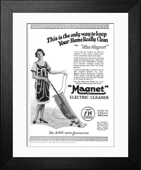 Framed Print : Magnet Electric Cleaner Advert, 1927 Framed Print : Magnet Electric Cleaner Advert, 1927