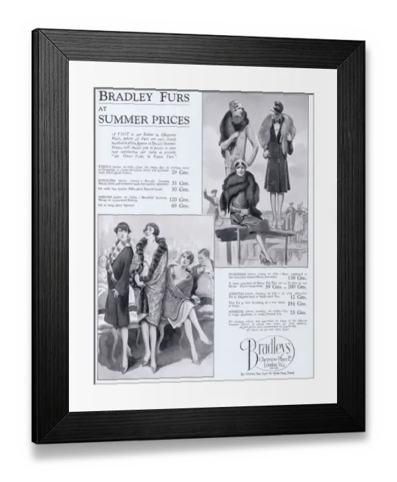 Framed Print : Bradley Furs Advert, 1927 Framed Print : Bradley Furs Advert, 1927