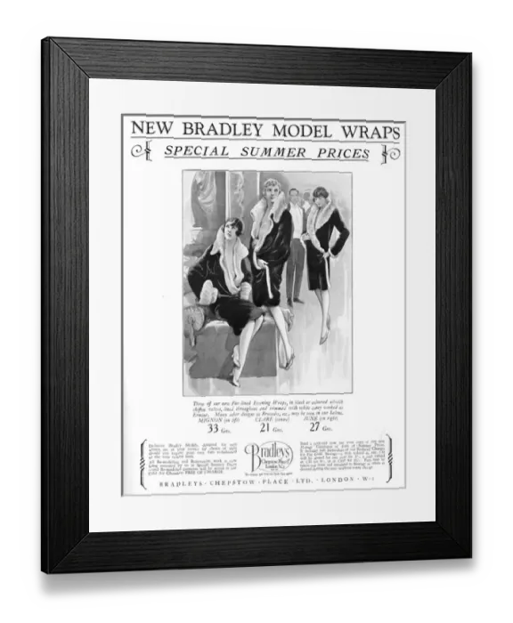 Framed Print : Bradley Furs Advert, 1927 Framed Print : Bradley Furs Advert, 1927