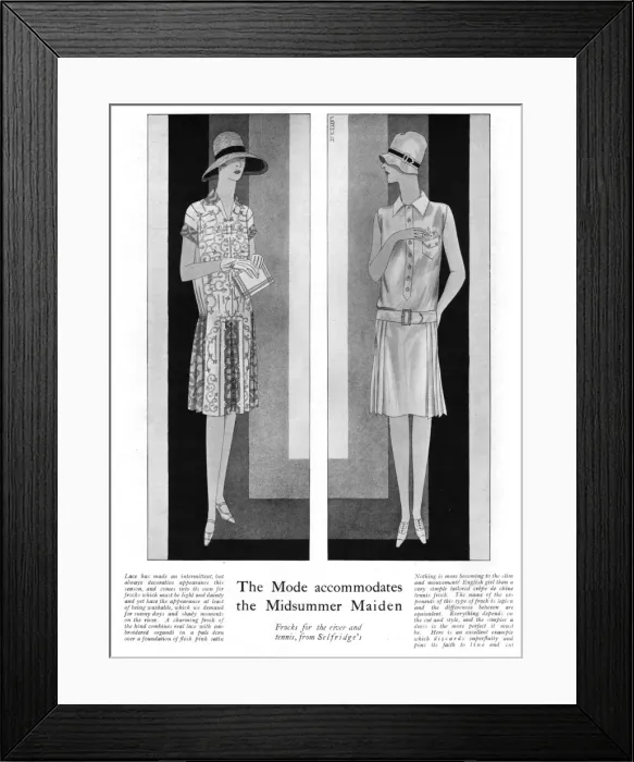 Framed Print : Frocks for the river and tennis from Selfridges, 1927 Framed Print : Frocks for the river and tennis from Selfridges, 1927