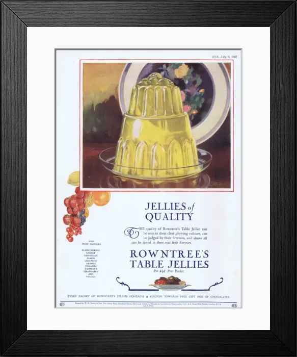Framed Print : Advert for Rowntrees table jellies, 1927 Framed Print : Advert for Rowntrees table jellies, 1927