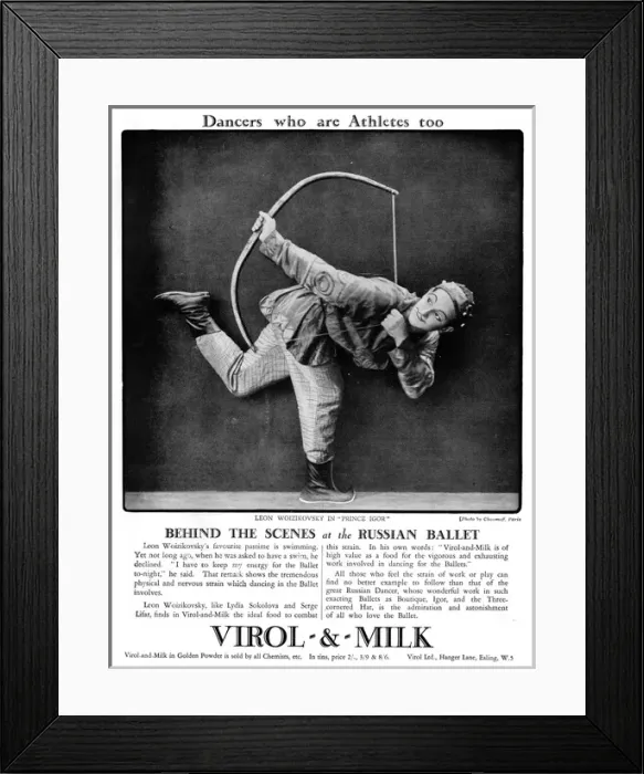 Framed Print : Advert for Virol and Milk with Leon Woizikovsky in Prince Ig Framed Print : Advert for Virol and Milk with Leon Woizikovsky in Prince Ig