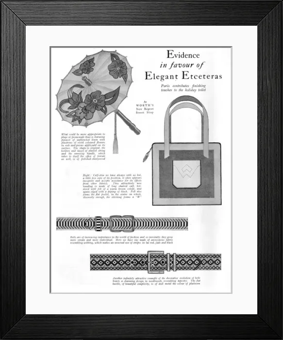 Framed Print : Elegant Etceteras - Fashion accessories, 1927 Framed Print : Elegant Etceteras - Fashion accessories, 1927