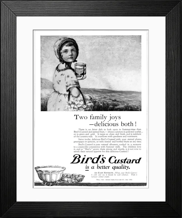Framed Print : Advert for Birds Custard, 1927 Framed Print : Advert for Birds Custard, 1927