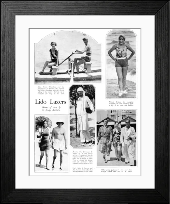 Framed Print : Photos of Lido Lazers on the Lido, Venice, 1927 Framed Print : Photos of Lido Lazers on the Lido, Venice, 1927