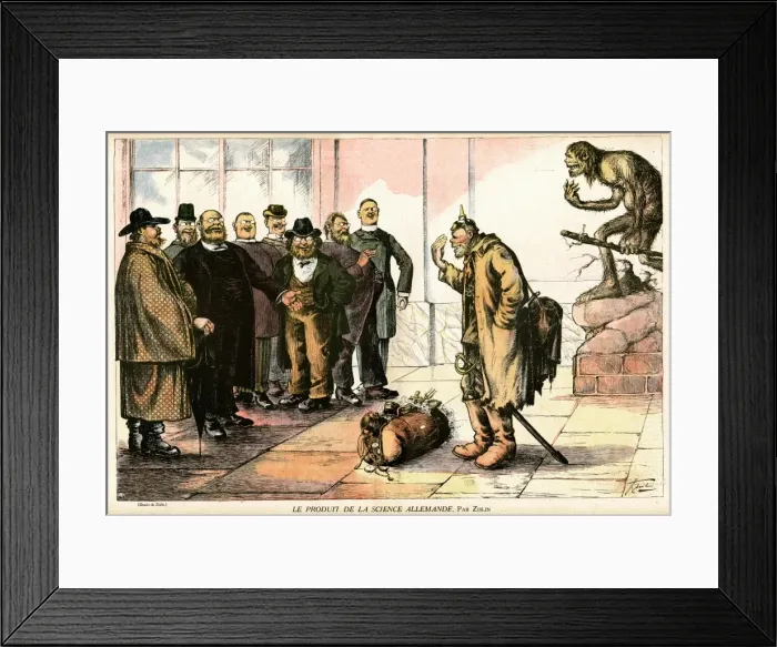 Framed Print : Cartoon, The product of German science, WW1 Framed Print : Cartoon, The product of German science, WW1